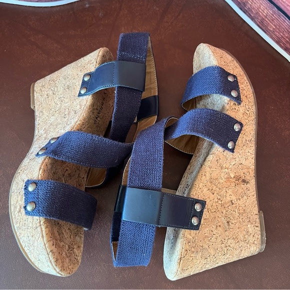 Lucky Brand Marla Blue Cork Wedge Platform Sandals - Picture 6 of 15